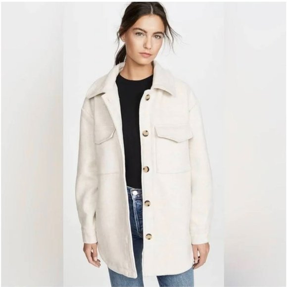 Line and Dot Drew Wool Blend Jacket Fully Lined Cream Size S - Picture 1 of 10